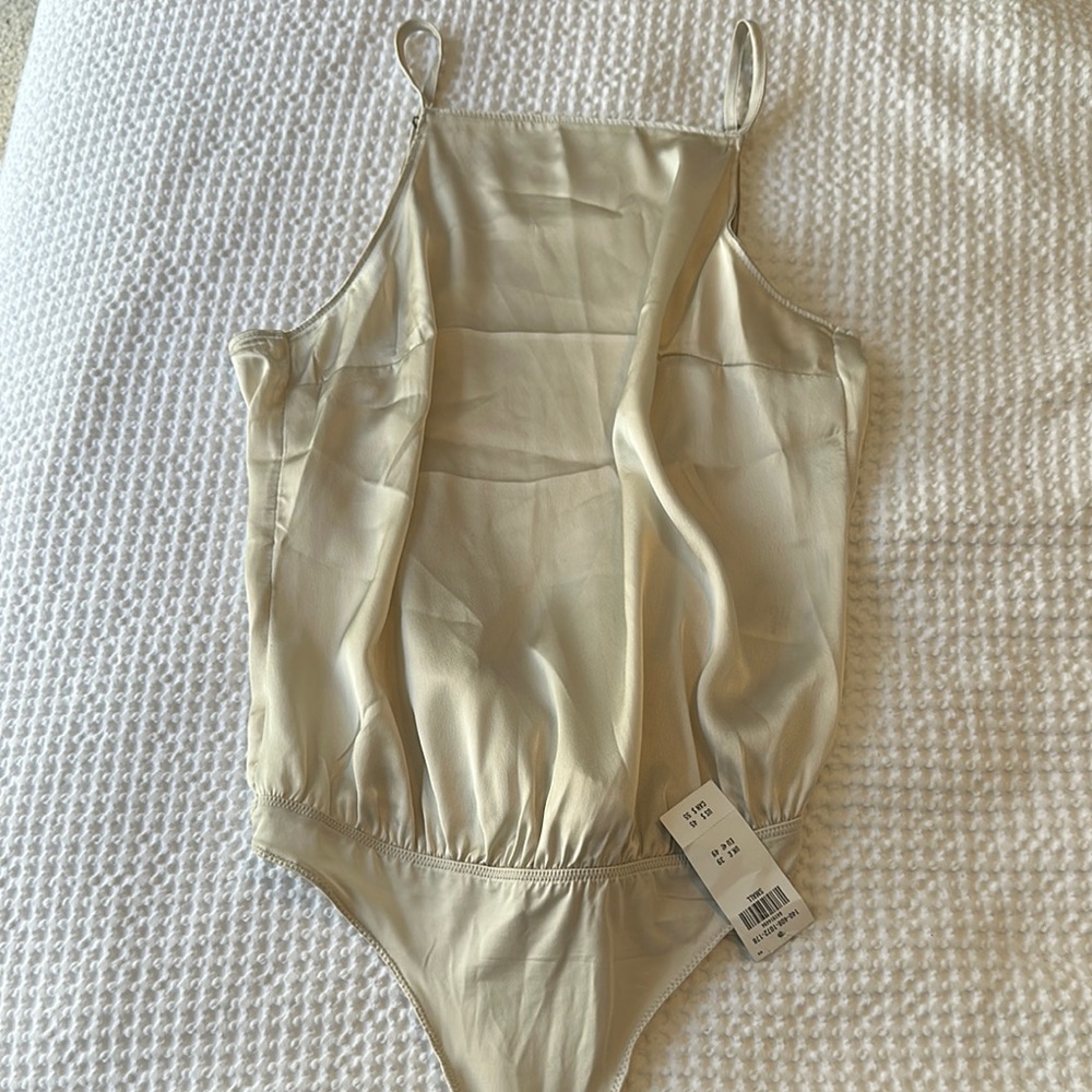 Abercrombie & Fitch Beige Bodysuit with Bow Detail